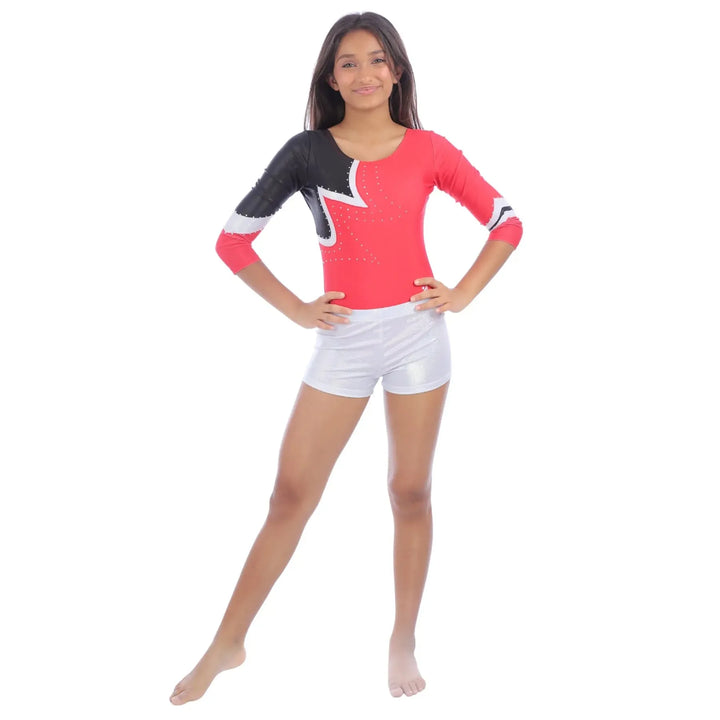 Combo - Fire Leotard and Shiny Shorts - Silver