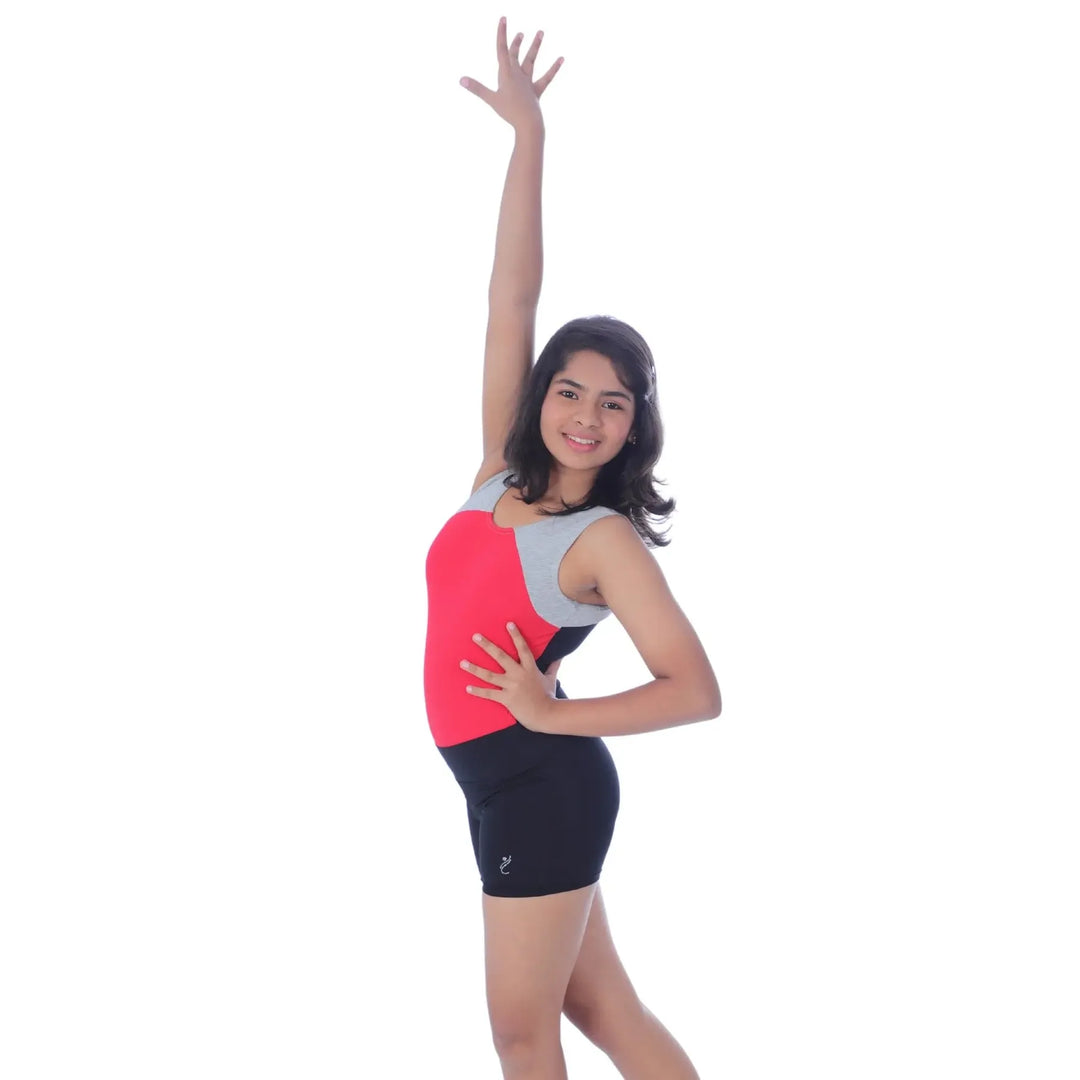 Combo - Crimson Leotard and Matte Shorts
