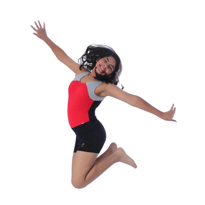 Combo - Crimson Leotard and Matte Shorts
