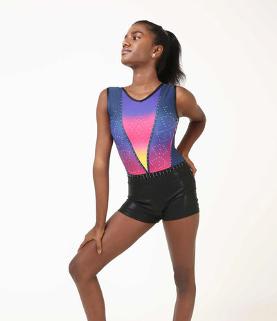 IKAANYA  Combo Dazzling Rhinestone Leotard and Shorts Combo