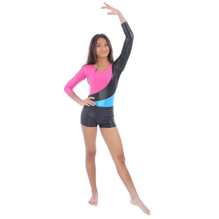 Combo - Swirl Leotard and Shiny Shorts