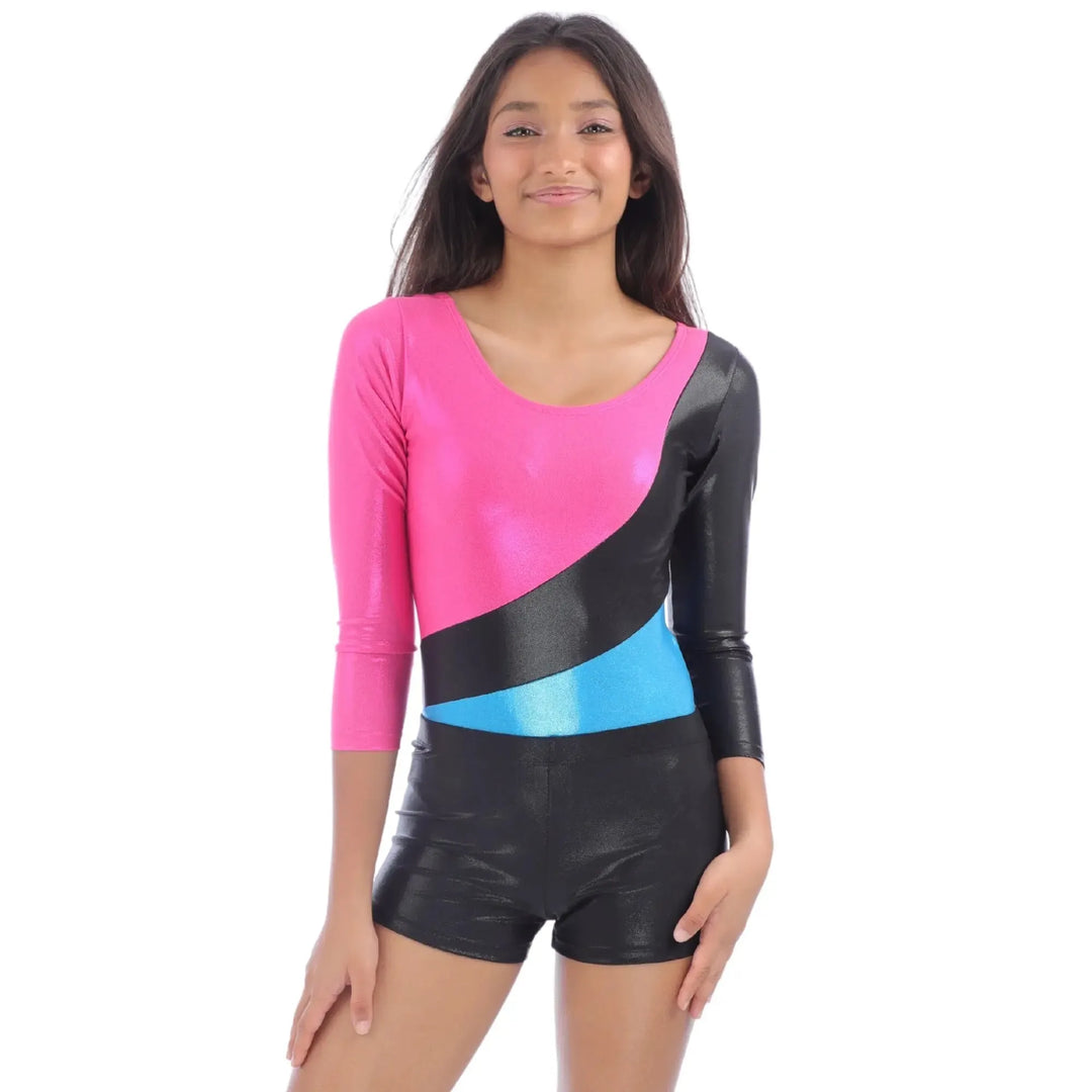 Combo - Swirl Leotard and Shiny Shorts