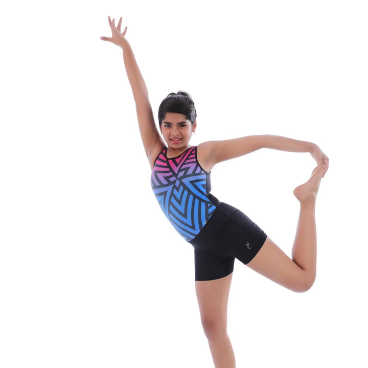 Combo - Grid Leotard and Matte Shorts