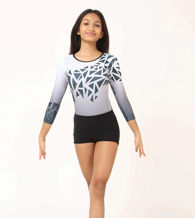 IKAANYA  Combo Glass Shards Rhinestone Leotard and Shorts Combo