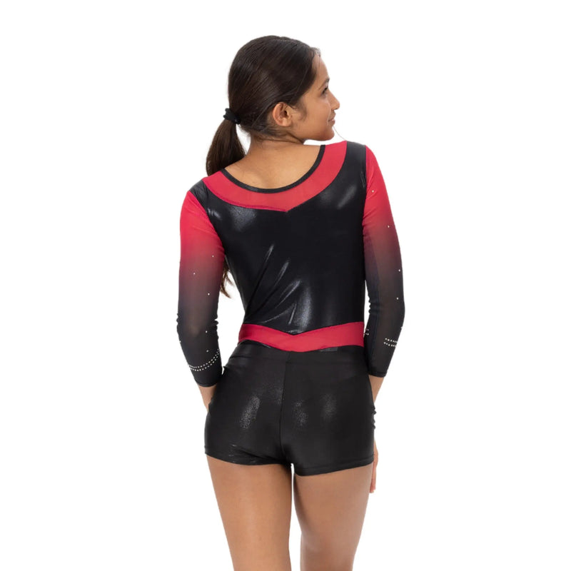 IKAANYA  Combo Gymnastics BLK-PNK Rhinestone Leotard Combo