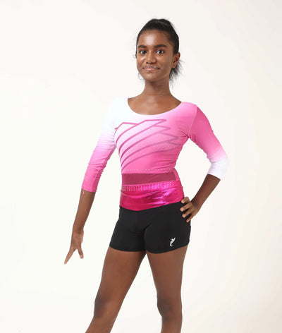 IKAANYA  Combo Pinkalacious Rhinestone Leotard and Shorts Combo