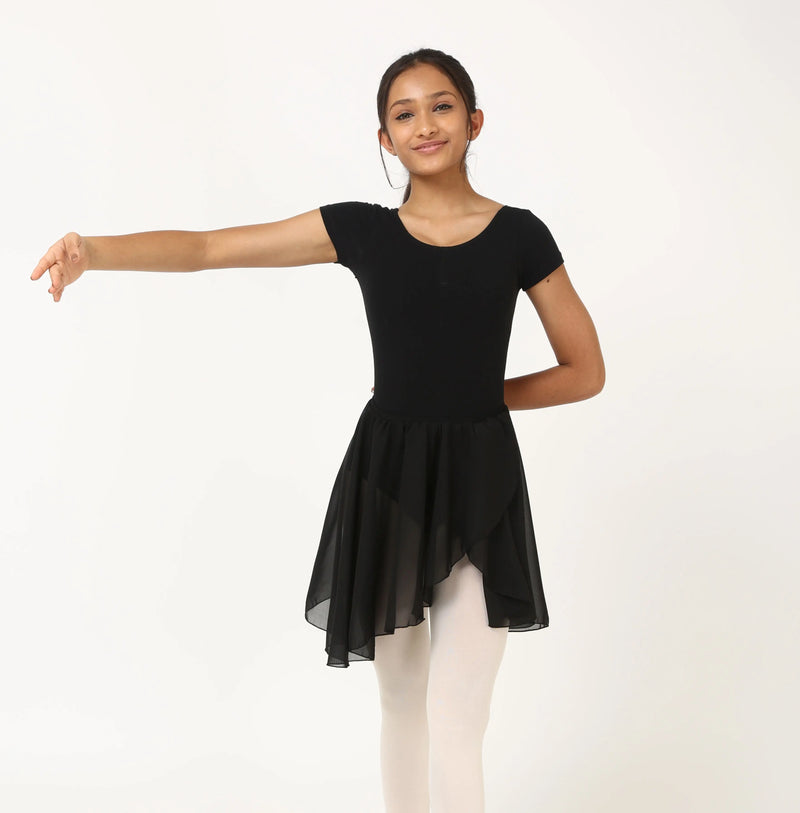 IKAANYA  Combo Short Sleeve Leotard with Elastic Skirt