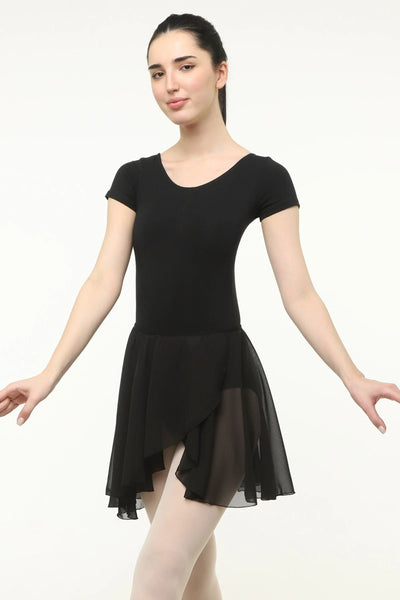 IKAANYA  Combo Short Sleeve Leotard with Wrap-around Skirt