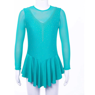 IKAANYA  Dresses Elegant Rhinestone-Embellished  Rhythmic Gymnastics Dress