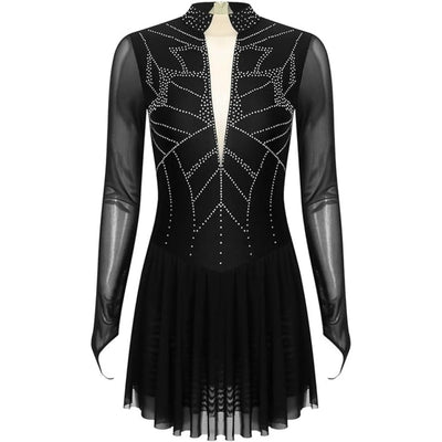 IKAANYA  Dresses Performance Rhythmic dance Dress with Sheer Sleeves