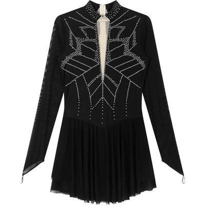 IKAANYA  Dresses Performance Rhythmic dance Dress with Sheer Sleeves