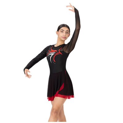 IKAANYA  Dresses Rhythmic Gymnastic/Figure Skating Leotard dress with Foil Pattern 4499.00