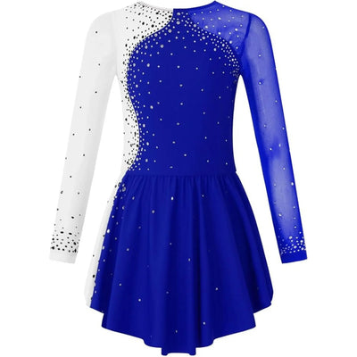 IKAANYA  Dresses Two-Tone Rhinestone Rhythmic Gymnastics Dress