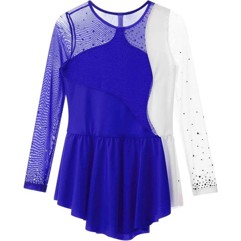 IKAANYA  Dresses Two-Tone Rhinestone Rhythmic Gymnastics Dress