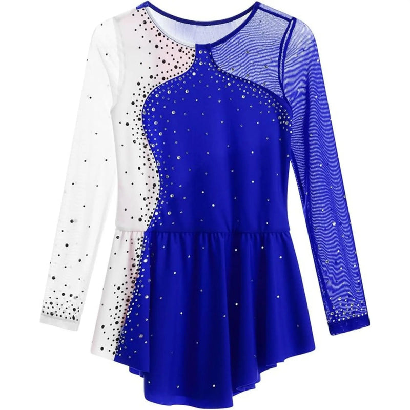 IKAANYA  Dresses Two-Tone Rhinestone Rhythmic Gymnastics Dress