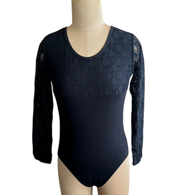 IKAANYA  Leotards Black Full sleeves Lace Leotard Bodysuit