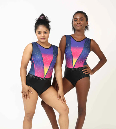 IKAANYA  Leotards Dazzling Rhinestone Blue Pink leotard