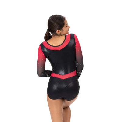 IKAANYA  Leotards Gymnastics BLK-PNK Rhinestone Leotard