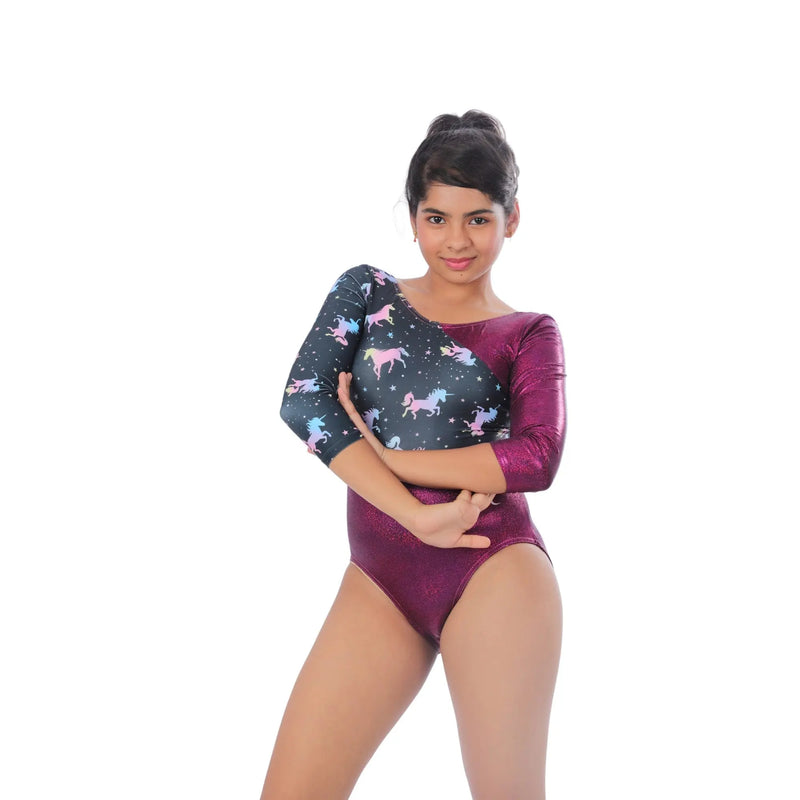 IKAANYA  Leotards Metallic Magenta Unicorn Magic