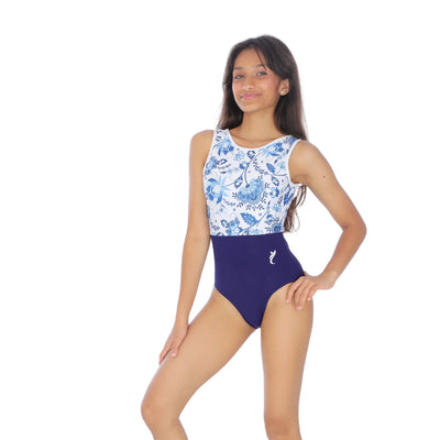 IKAANYA  Leotards Navy Garden Elegance Leotard