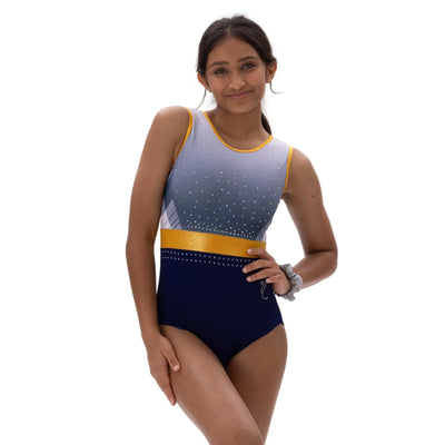 IKAANYA  Leotards Navy Plaid Rhinestone Leotard