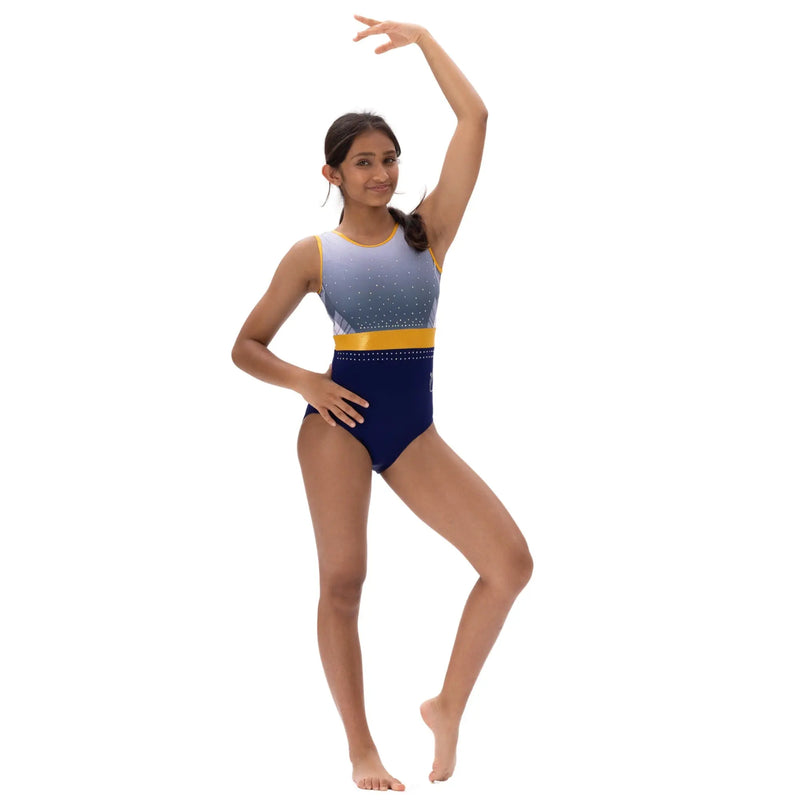 IKAANYA  Leotards Navy Plaid Rhinestone Leotard