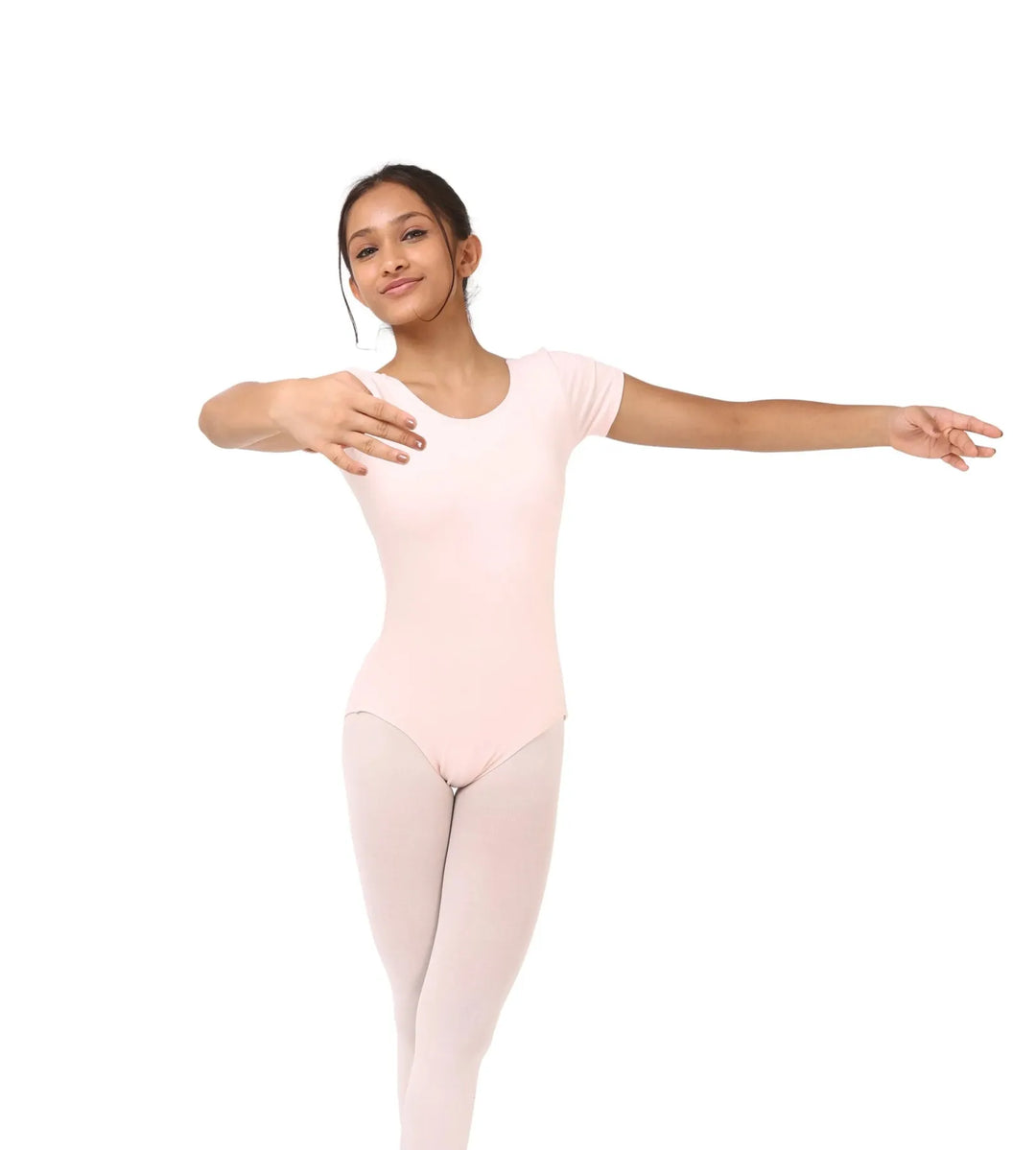 Short Sleeves Leotard - Peach