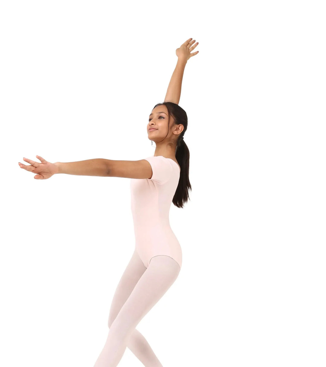 Short Sleeves Leotard - Peach