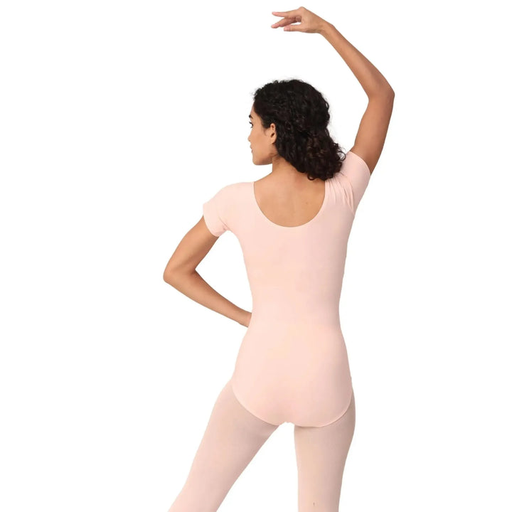 Short Sleeves Leotard - Peach