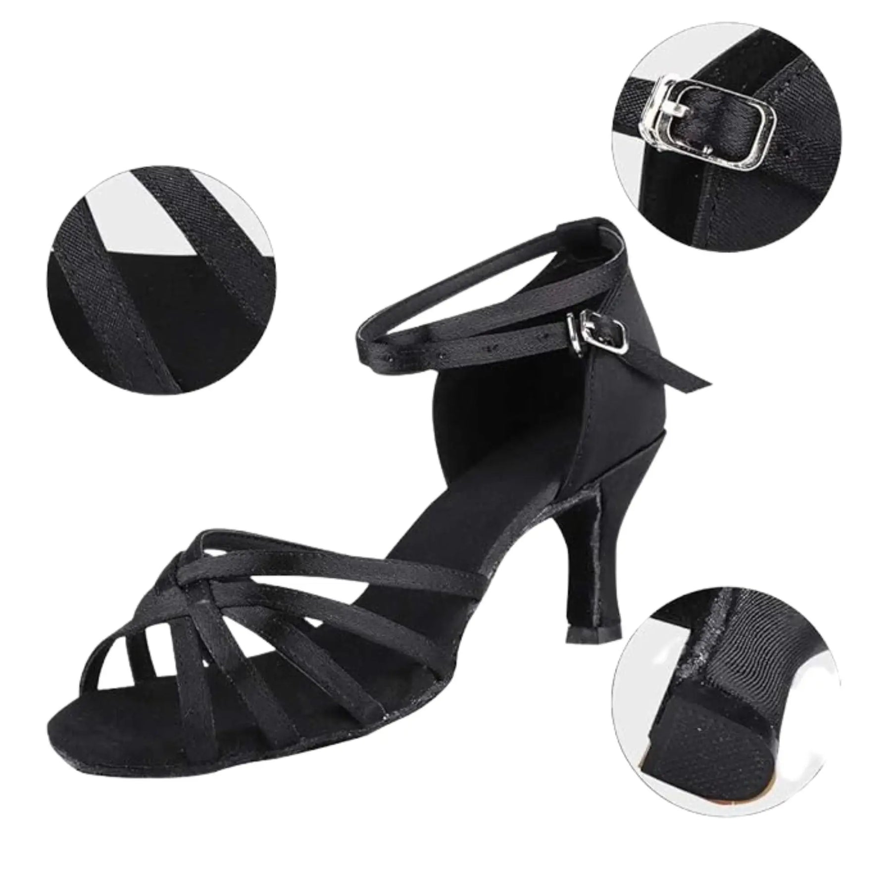 Black Latin salsa Dancing shoes cross strap - IKAANYA