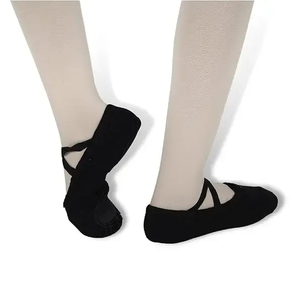 Canvas Ballet Flats with String - Black
