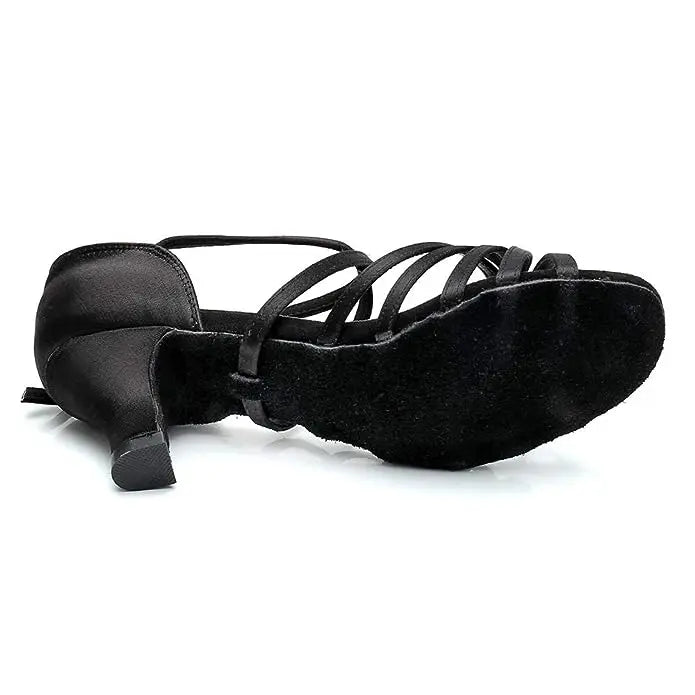 IKAANYA  Shoes Latin salsa Dancing shoes cross strap with Stone Hook