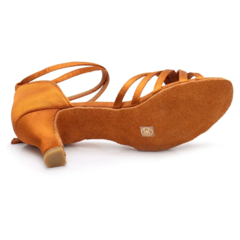 IKAANYA  Shoes Tan Latin salsa Dancing shoes cross strap