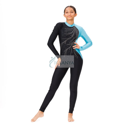 IKAANYA  Unitards Color Block Rhinestone Unitard for Gymnastics or Yoga 3599.00