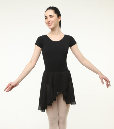 Short Sleeve Leotard with Elastic Skirt