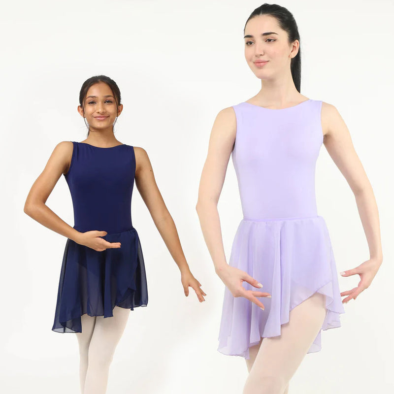 Boat Neck Leotard with Elastic Skirt