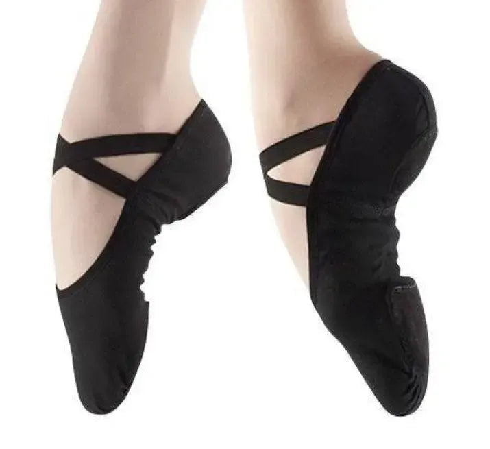 Stretch Canvas Ballet Flats - Black