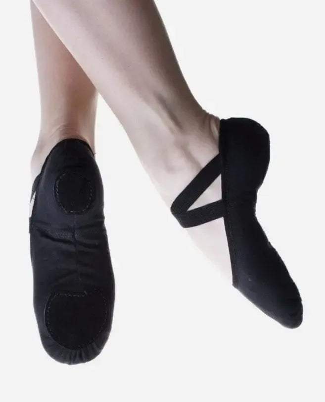 Stretch Canvas Ballet Flats - Black