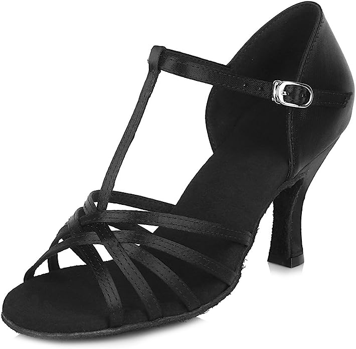 Modern Latin Ballroom Dance Shoes with Satin T-strap