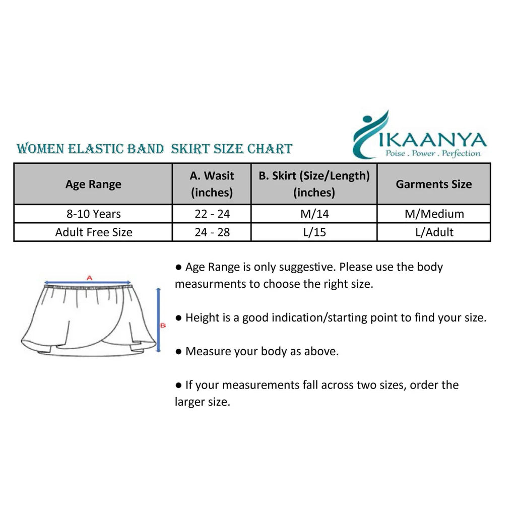 Size chart for Wrap Around Skirt - Black