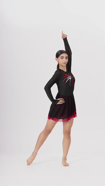 Rhythmic Gymnastic/Figure Skating Leotard dress with Foil Pattern
