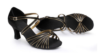 Shoes Modern Latin Ballroom Dance Shoes with Gold Satin IKAANYA 3500.00