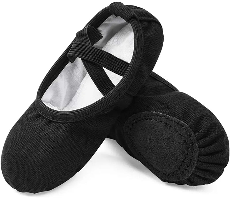 Shoes Black Canvas Split Sole Ballet Flats Without Strings IKAANYA 849.00