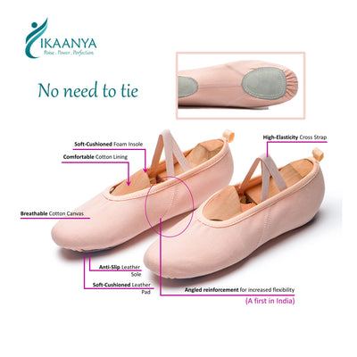 Shoes Black Canvas Split Sole Ballet Flats Without Strings IKAANYA 849.00