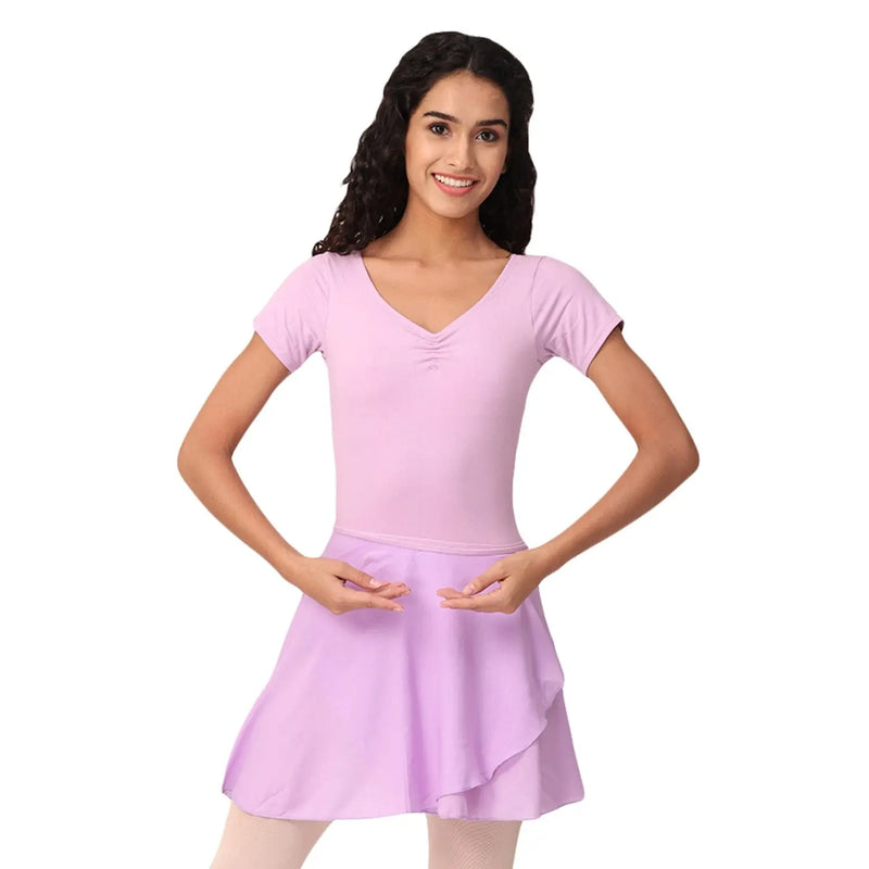 IKAANYA  Combo 3 Piece Set: Short Sleeve Leotard with wrap around Skirt and Tights