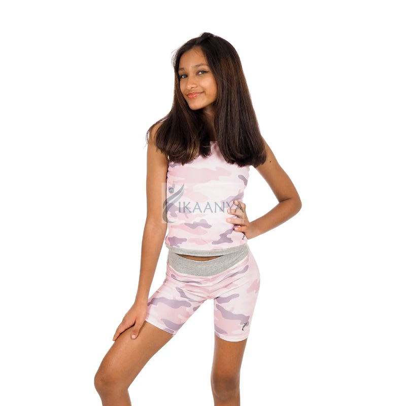 IKAANYA  Combo Camouflage Crop top and Shorts Set