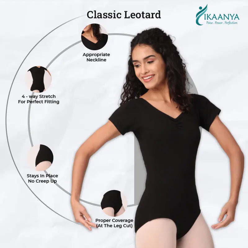 IKAANYA  Leotards Short Sleeves Leotard for Women