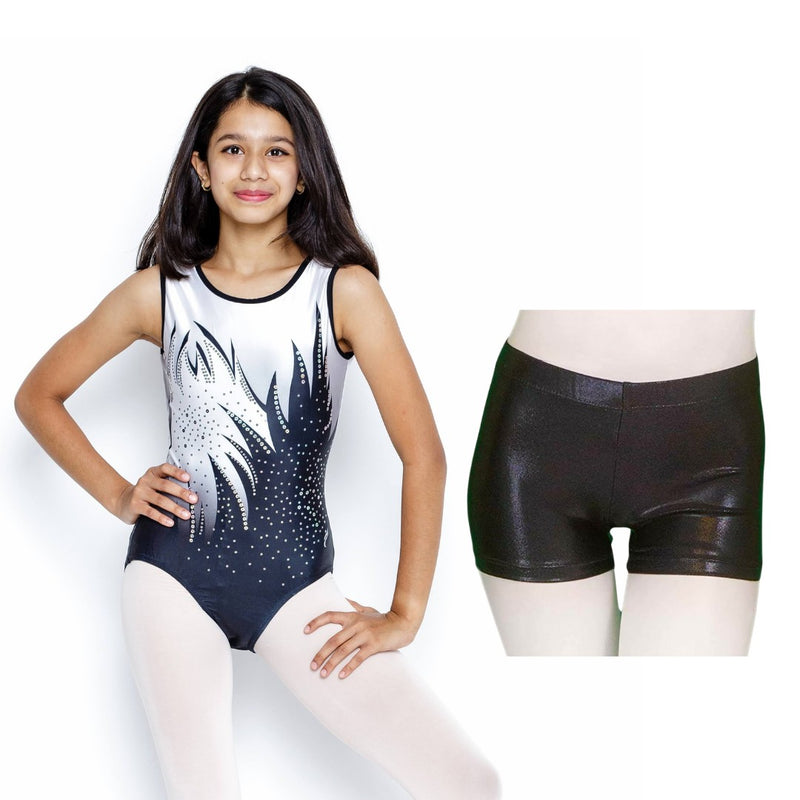 Combo Sleeveless Flame Pattern Leotard with Sequin with Short (Black+White) combo IKAANYA 2700.00