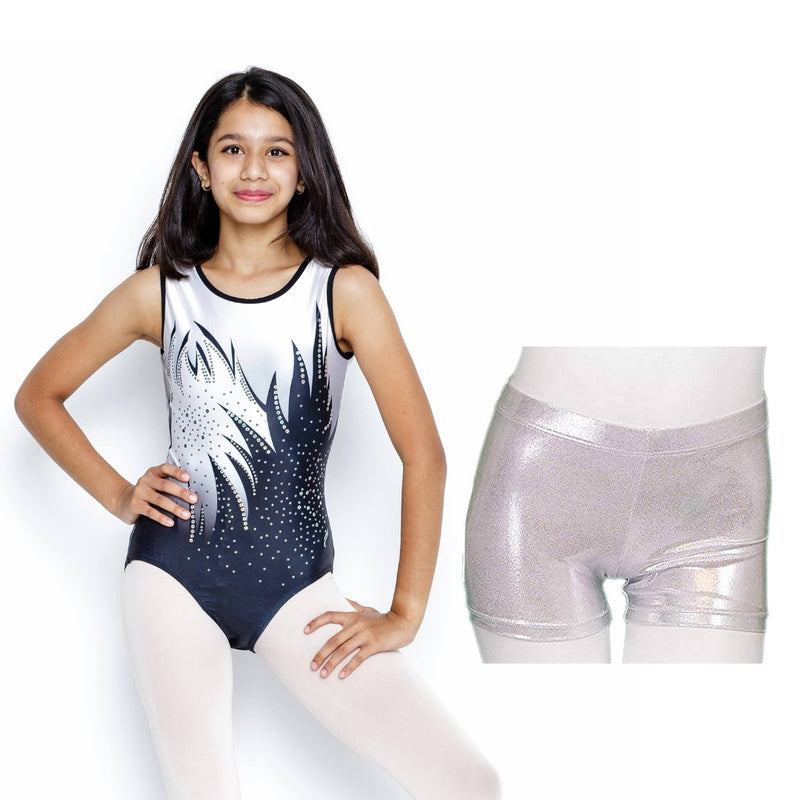 Combo Sleeveless Flame Pattern Leotard with Sequin with Short (Black+White) combo IKAANYA 2700.00