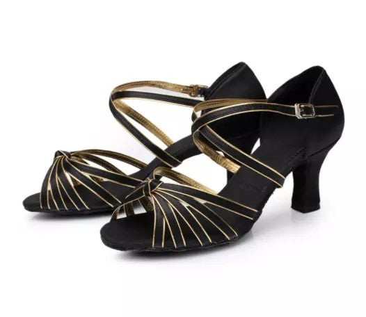 Shoes Modern Latin Ballroom Dance Shoes with Gold Satin IKAANYA 3500.00
